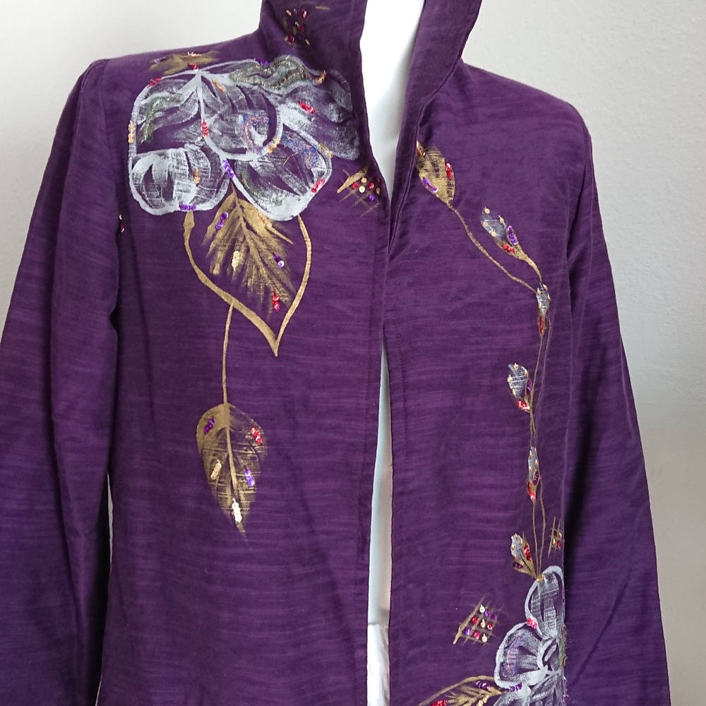NEW painted cotton jacket S chest 40" purple